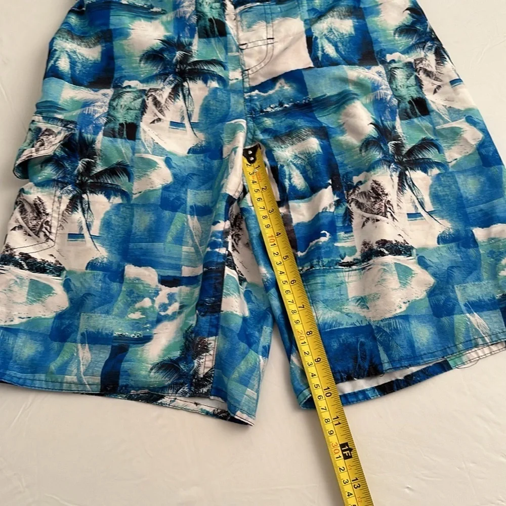 Laguna blue gray multicolor lightweight lined swim board trunks